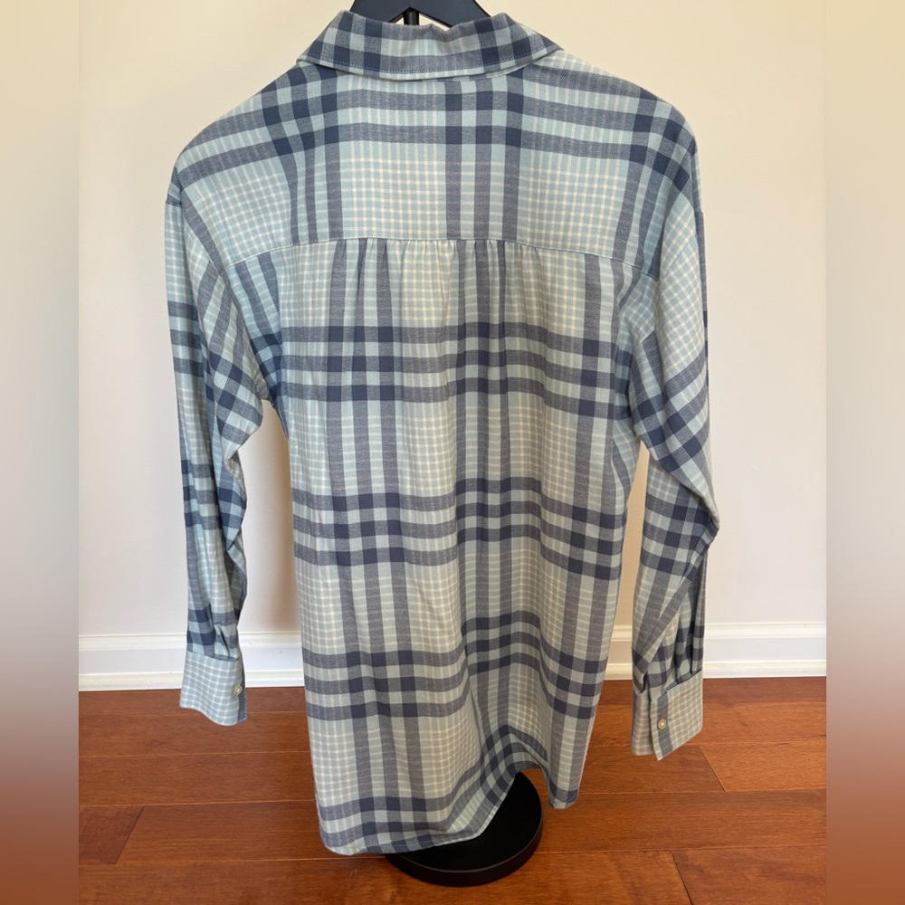 LOFT Outlet Plaid‎ Button Down Shirt Blue Women’s XS NWT - Picture 2 of 4